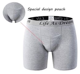 Men sexy sous-plan coton hommes doux sous-vêtements longs jambes à longue jambershort scrotum soins capsule fund