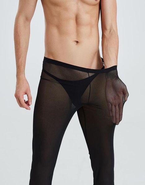 Sexy Mens Breathable Mesh Sheer Seethrough Pyjamas Lounge Pantalon Soft confortable pantalon de sommeil 2093751