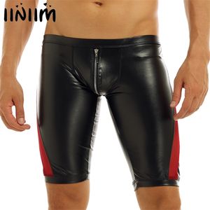 Sexy Mens Zipper Crotch Mesh See-through Splice Low Rise Slim Fit Tight Jockstraps Boxer Shorts Soirée Clubwear Costumes 210716