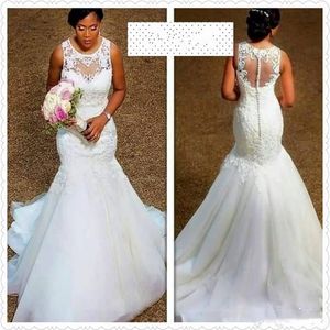 Sexy sirena vestidos de talla grande país africano vintage imperio cintura vestidos de novia con cuentas boda nupcial Vestido de novia258S