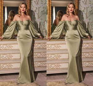 Sexy Sirène Robes De Bal Longues Pour Les Femmes Plus La Taille Hors Épaule Chérie Manches Bouffantes Satin Etage Longueur Formelle Soirée Fête Anniversaire Occasion Spéciale Robes