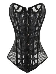 Corsets en filet sexy et bustie ￩lastique net creux de fleurs conception de busk fermeture bustier corset corpussewear Cincher corselet 8125499196