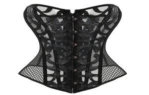 Sexy mesh korsetten en bustie elastisch net uit holle bloemen ontwerp busk sluiting bustier korset body shapewear cincher corselet 8123637667