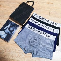 Sexy Mesh Holle Boxers Onderbroek Voor Mannen Designer Brief Heren Boxerondergoed Ademende Elastische Onderbroek 3 STUKS Met Doos