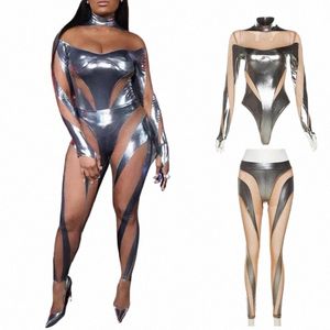 sexy mesh stiksels laser bodysuit paaldans kostuum zanger danser stadium slijtage partij rave outfit drag queen kleding VDB6742 T3dt#