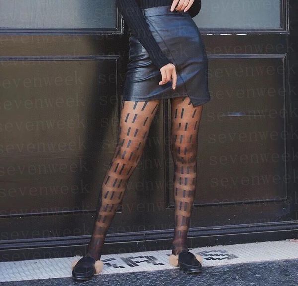 Bas de maille sexy cantyhose pour femmes mode lettres complètes chaussettes noires slim leggings dames night club stocke stocking elastic2166079