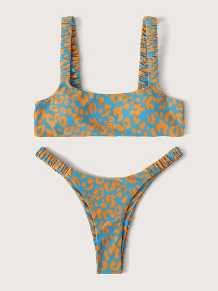 Sexy micro bikini 2022 mujeres leopardo naranja empuje hacia arriba acolchado thong traje de baño hembra cortada traje de baño trajes trajes de bano