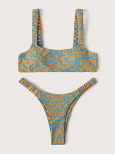 Micro bikini sexy 2023 Femmes Léopard orange Push up Swept Tong Femme Femme de maillot de bain Coupure de bain Trajes de 240403