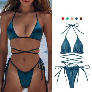 Sexy Micro Bikini 2024 Vrouwen Badpak Badmode Driehoek Biquini String Bikini Set Halter Zwemmen Vrouwelijke Badpakken Beachwear