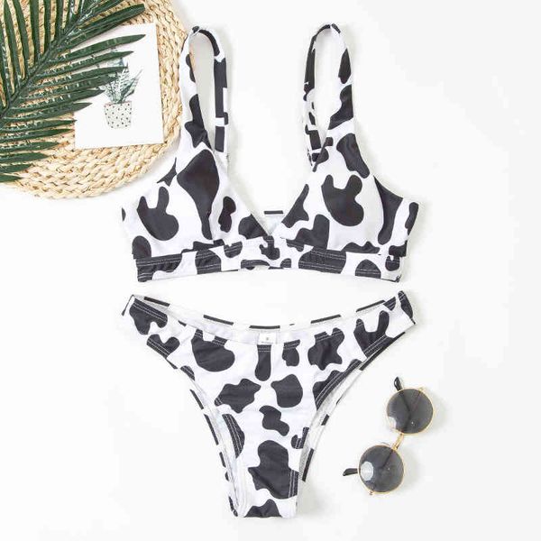 Sexy Micro Léopard Bikini Maillots De Bain Femmes Push Up Maillot De Bain Deux Pièces Maillot De Bain Brésilien Vache Imprimer Natation Femme 210520