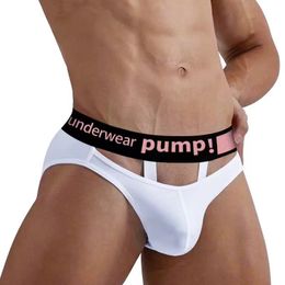 Slip Sexy à Double rayure pour hommes, sous-vêtements masculins, Gays, Bikini Jockstrap, culotte Modal pour hommes