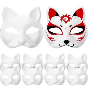 Masque de chat Diy Masques en papier chat blanc à moitié vierge Animal Cosplay Dress Up Masque Masquerade Cat Masques Halloween Mask Costume For Masquerade Prop0528