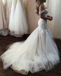 Sexy nuovi abiti da sposa a sirena in pizzo unici 2021 profondo scollo a V al largo della spalla abiti da sposa abiti da sposa senza schienale Robe De Mariee