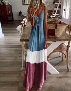 Robe imprimée sexy New Womens Beach avec licou vneck effilé et robes de jupe bohème jupe grande taille s5xl5671384