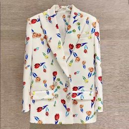 Franse blouse niche print temperament modieus en chique pak dames herfst ontwerp sense olieverfschilderij Britse stijl losse pak