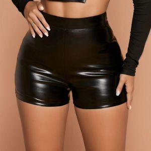 Sexy Nightclub Leather Short High Stretch Push Up Up Black Pantal