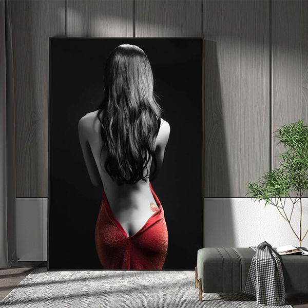 Pósteres desnudos sexis, impresiones en lienzo, Cuadros de mujer, pintura decorativa, arte de pared para sala de estar, carteles de habitaciones, Cuadros de chica blanca y negra