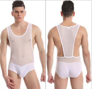 Gilet de Fitness en Nylon Transparent pour hommes, Sexy, maille fine, transparente, modelant le corps, sous-vêtements masculins, combinaisons