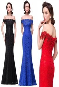 Vestidos de dama de honor sexys con hombros descubiertos, negro, rojo, azul real, encaje de sirena, con cuentas, espalda larga, vestidos de fiesta de graduación BZP08582615699