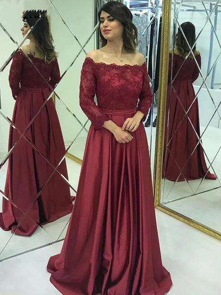 Vestidos de noche sexis de color borgoña con hombros descubiertos para madre, vestidos largos de fiesta de graduación, bata de noche para mujer