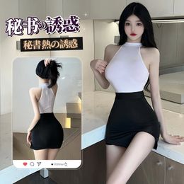 Sexy Office Look Cosplay Vrouwelijke Secretaresse Leraar Porno Vrouw Kostuum Volwassen Sekspak Rekbare Slim Fit Body 240309