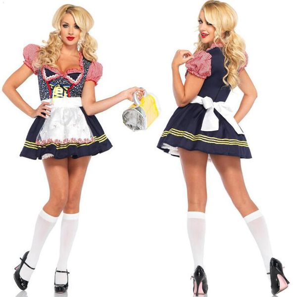 Sexy Oktoberfest disfraz alemán bávaro vestido de lujo Dirndl cerveza chica mucama Mini vestido Halloween carnaval sirviente Cosplay vestido