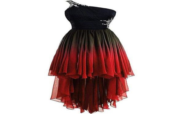 Sexy Ombre Une Épaule Cristaux Robe De Bal HiLo Dégradé Dos Nu En Mousseline De Soie Homecoming Cocktail Robe De Soirée QC13351279631