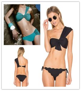 Conjunto de bikini sexy de un hombro, traje de baño verde, rosa y negro, ropa de playa retro, traje de baño push up, traje de baño de cintura baja, conjunto de bikini de dos piezas2419343