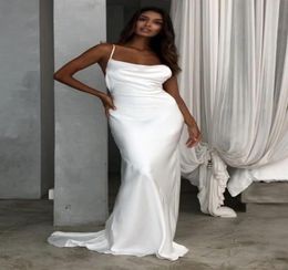 Sexy dos ouvert bretelles Spaghetti robes de mariée robes de mariée en Satin grande taille robe de mariée de Novias5026552