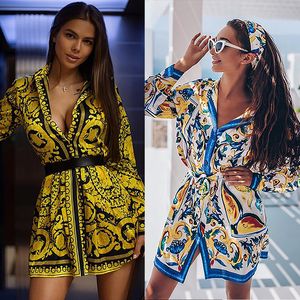 Sexy paisley vintage print gouden kleur jurk dames vakantie strand casual jurk zomer elegante cropped dress party club plus size