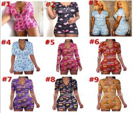 Sexy Pyjama's Vrouwen Jumpsuits Ontwerpers Slanke Casual Body Patroon Gedrukt Onesies Shorts Dames Nieuwe Mode Thuis Rompertjes4760050