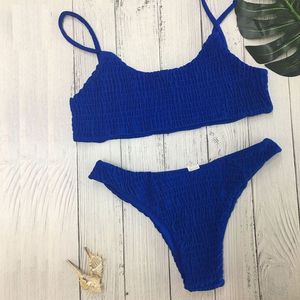 Bikinis plisados sexys para mujer, traje de baño, Bikini femenino, Monokini sin espalda para playa 0077