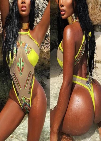 Maillot de bain de plage une pièce imprimé sexy maillots de bain européens et américains maillot de bain une pièce imprimé bandage de style national africain Wom5653547