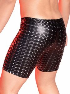 Sexy Pu Shorts Leopard Pantalon imprimé masculin Vêtements Collages masculins U Bulle Pantalon Pantalon Shorts Gym Boxer Man Shapewear Lift Butt D3B8 #