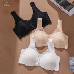 Sexy push up Bras Fermer Ferme Solid Brassiere Wireless Bralette poitrine plus transparente plus taille M3xl pour les sous-vêtements de dentelle des femmes 240326