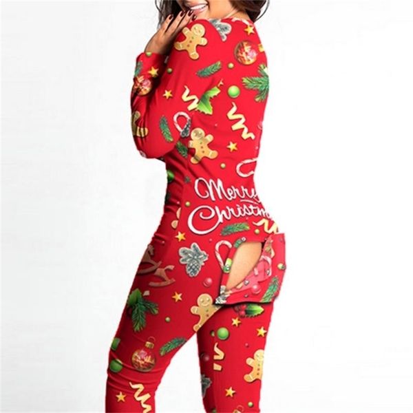 Sexy Pyjama Body Femmes À Manches Longues Barboteuse Casual Justaucorps Hauts Vêtements De Nuit Loungewear Cadeaux De Noël 220321