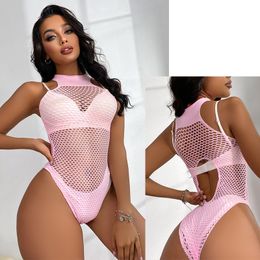 Pijama Sexy Lingerie Fato de Banho Encobrir Fishent Malha Oca Transparente Bodysuit Feminino Camisola Beachwer 1045 230620