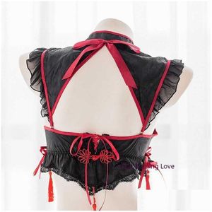 Pyjama sexy Lingerie Y Cosplay Cheongsam traditionnel pour femmes gothique punk petit diable Kawaii soutien-gorge ensemble mode jeu de rôle tenue de femme de chambre X Dhif5