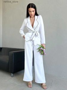 Pajamas sexy Marthaqiqi Fashion Ladies Nightgowns Set Y Tal-Down Collorwear Long Sleeve Pyeve Pyjamas Lace Up PAJAMAS PANT