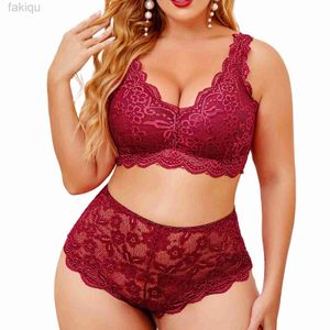 Sexy Pyjama Nieuwe Vrouwen Borduren Bh Set Kant Diepe V-hals Push Up Naadloze Top + Hoge Taille String ondergoed Set Sexy Lingerie Plus Size 24318