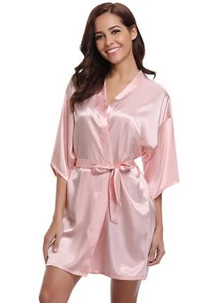 Sexy Pyjamas RB032 2018 Nouvelle Robe Kimono En Soie Peignoir Femmes Robes De Demoiselle D'honneur En Soie Sexy Robes Bleu Marine Robe En Satin Dames Robes De Chambre 240330