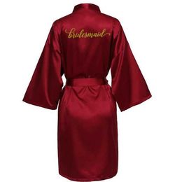 Sexy pijamas sexy burdeos de la novia de la novia del satén kimono mujeres bata de boda bata hermana madre del novio novios dama de honor 2404101