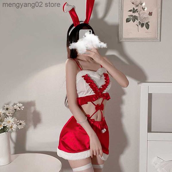 Sexy Pyjama Sexy Mousse 2023 Dames Lapin Fille Jeu De Rôle Robe De Noël Velours Sling Hip Wrap Tentation Vêtements De Nuit Femmes Lit Uniforme Ensemble T230529