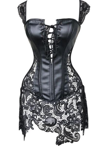 LIVRAISON GRATUITE Sexy Queen avec uniforme en cuir verni dentelle gros mm --- taille lingerie sexy extrême tentation SM corset serré