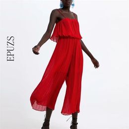 Sexy Red Off Shoulder Jumpsuits Elegant Chiffon Rompers Dames jumpsuit Casual Wide Leg Pant Jumpsuit Lady Overalls For Women 210521