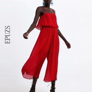 Sexy Red Off Shoulder Jumpsuits Elegant Chiffon Rompers Dames jumpsuit Casual Wide Leg Pant Jumpsuit Lady Overalls For Women 210521