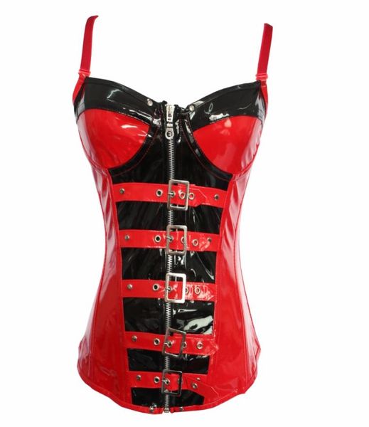 Sexy Red PVC Push Up Corset Punk Rock Gothic Corset Vinyl Leather Lingerie CORSETENT STEAMPUNK TOP BUSTIER PS SIZE S-XXL4430438