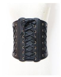 Sexy rétro Lacet Up Corset Belt for Women Pu Leather ealstic Belt dames Trainer Trainer Ceinture Body Tooled Woman5296901