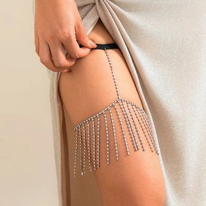 Sexy Rhinaistone Pildel jambe de cuisse de cuisse pour femmes Bikini Summer Bride Garter Belt Party Body Bielry Y2K Accessoires