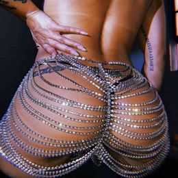 Sexy strass taille corps multicouche pour les femmes de luxe Bikini cristal ventre hanche chaîne ceinture bijoux accessoires 254R